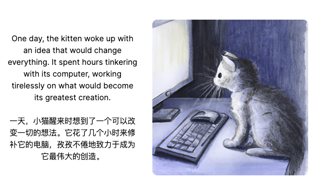 english and mandarin text and an image of a cat